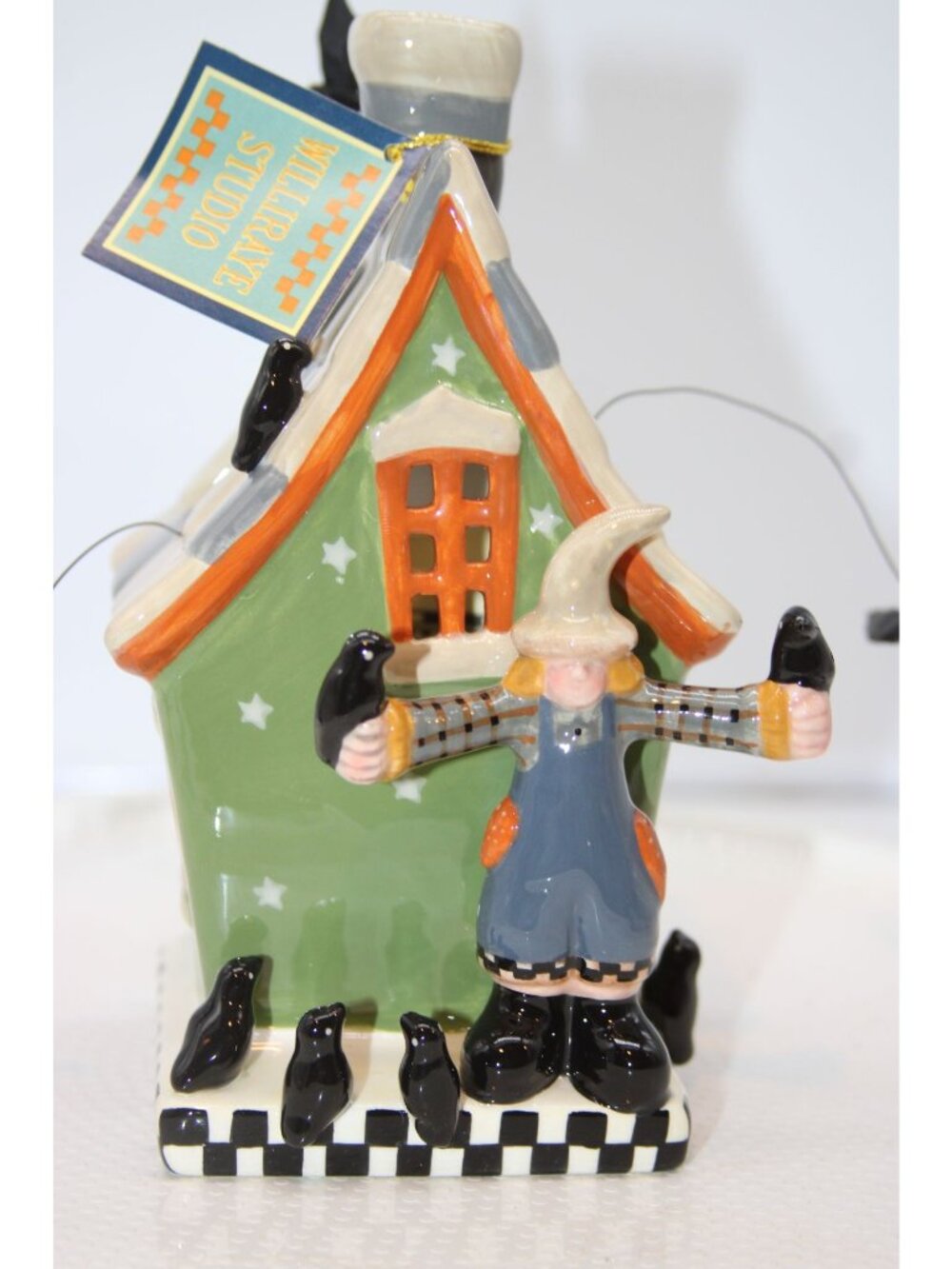 Williraye Studios Halloween House Luminary w/ Scarecrow & Crows